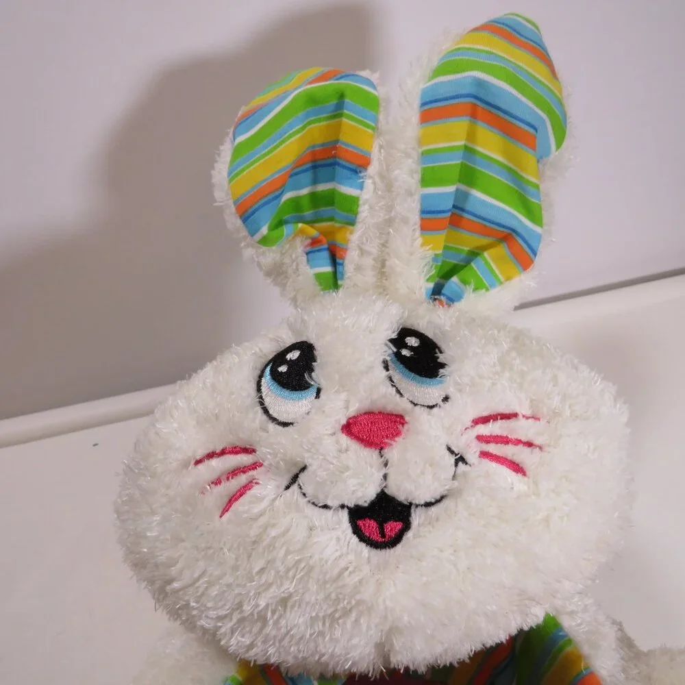Plush Easter Bunny Rabbit Basket with colorful striping Dan Dee
